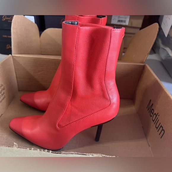Rag & Bone Rio Leather Heeled Ankle Boots Orange Red Stiletto 37 Modest Stylish - Picture 6 of 10